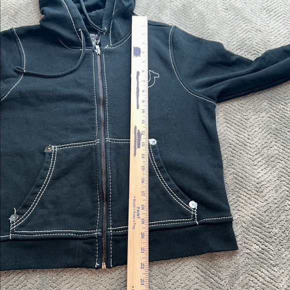 True Religion World Tour Zip Hoodie Women’s Large Black Buddha Graphic - Picture 11 of 12